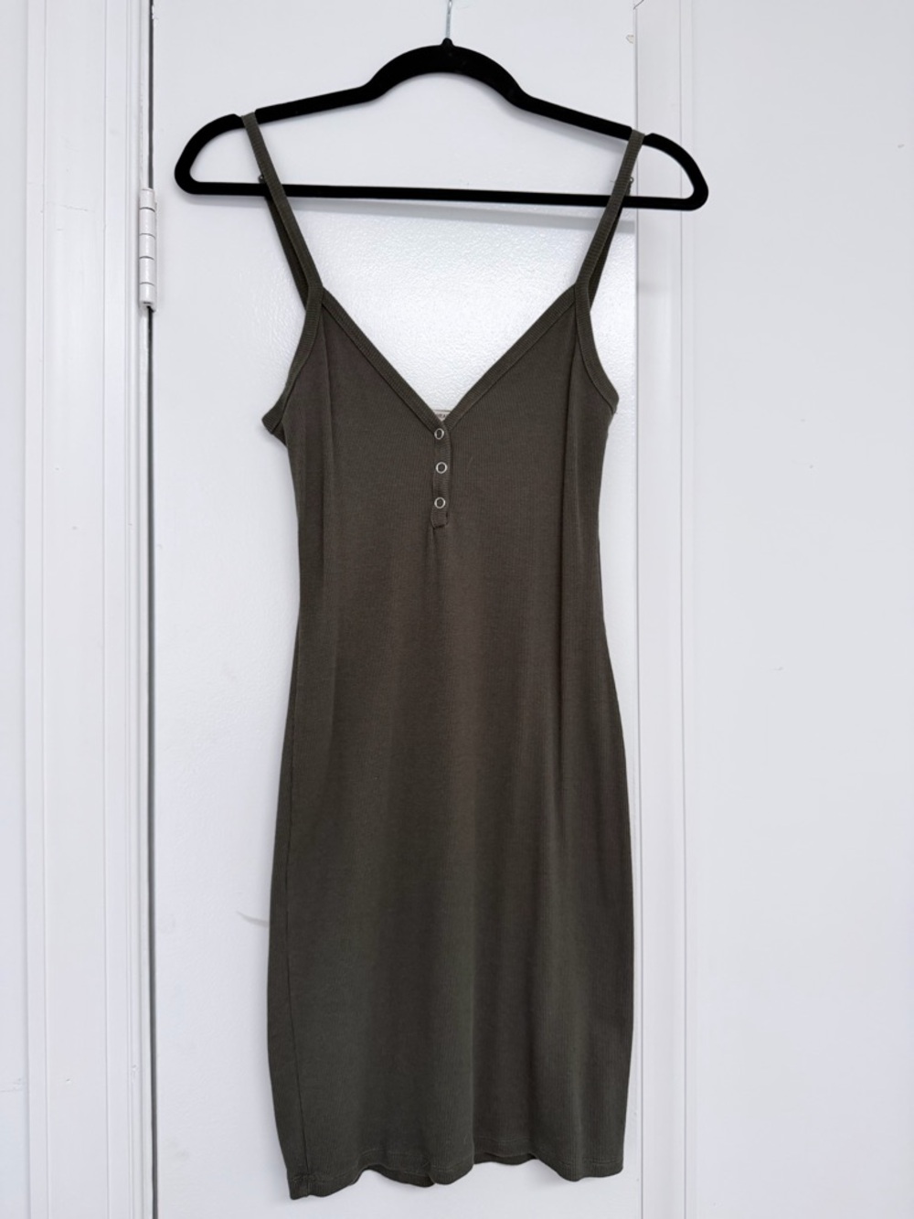 Heart & Hips Olive Ribbed V-Neck Tank Dress
